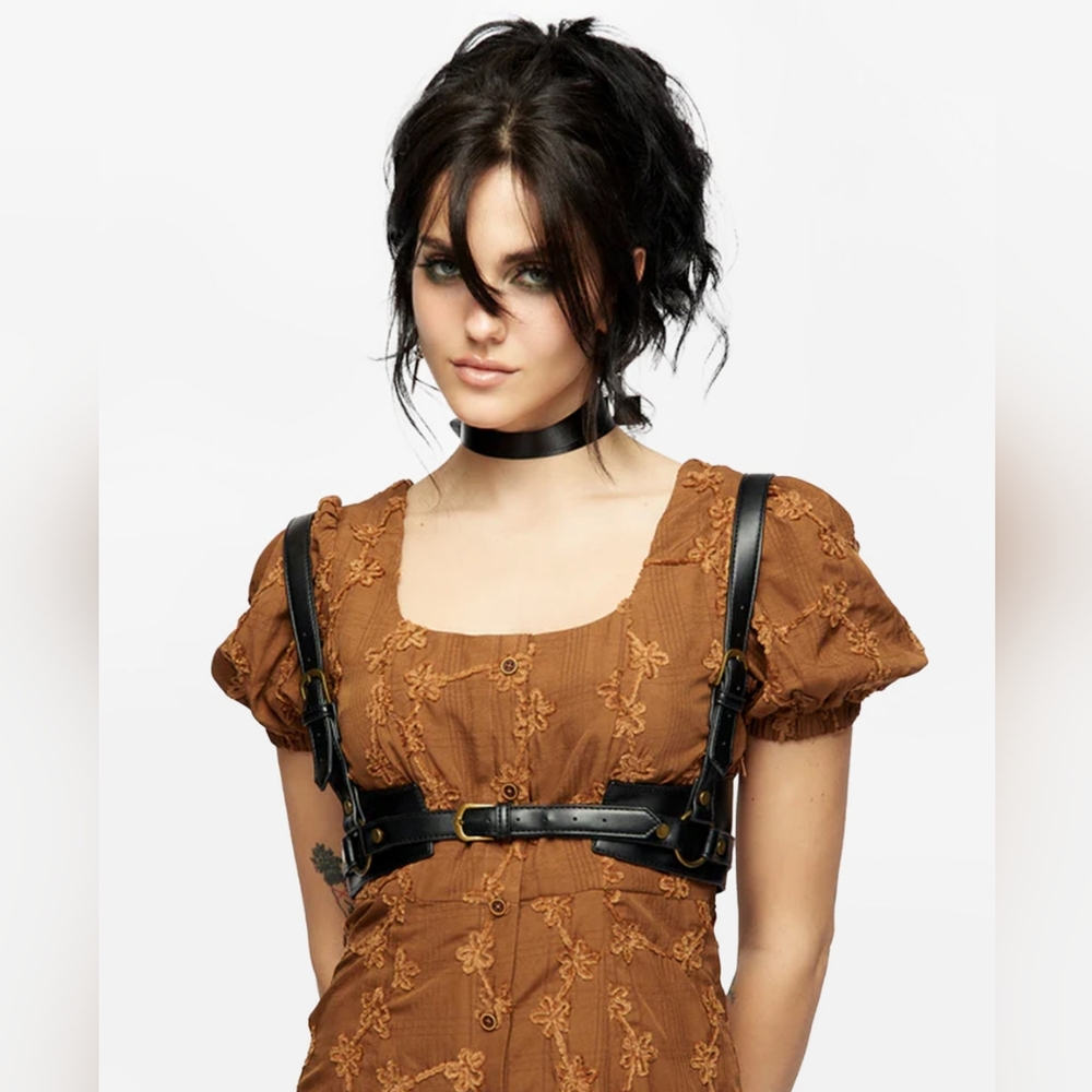 Maeve Western Brass Harness in Black/Brass